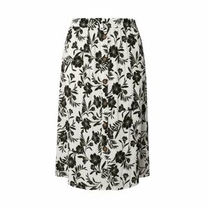 Apt. 9 White Midi Skirt with Olive Floral Print and Front Buttons
